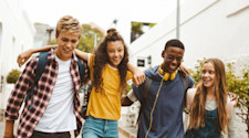 Group of young friends hanging out