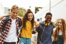 Group of young friends hanging out