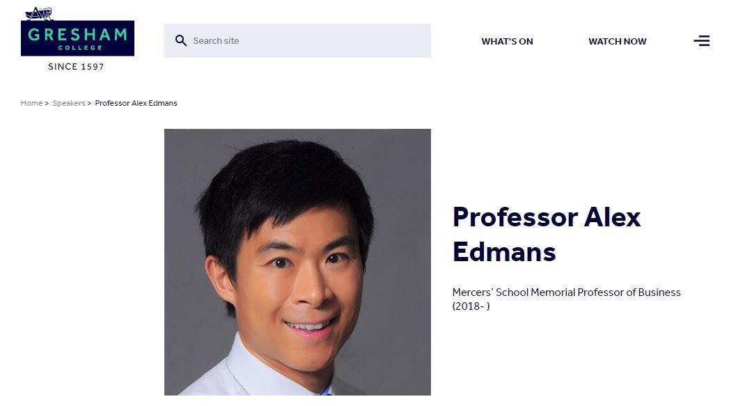 Professor Alex Edmans Gresham College