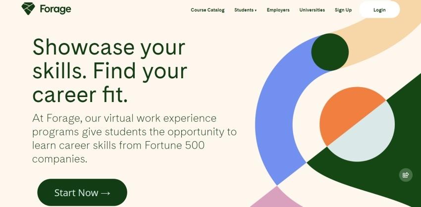 Halaman muka Forage, situs penyedia program magang virtual - Hotcourses Indonesia