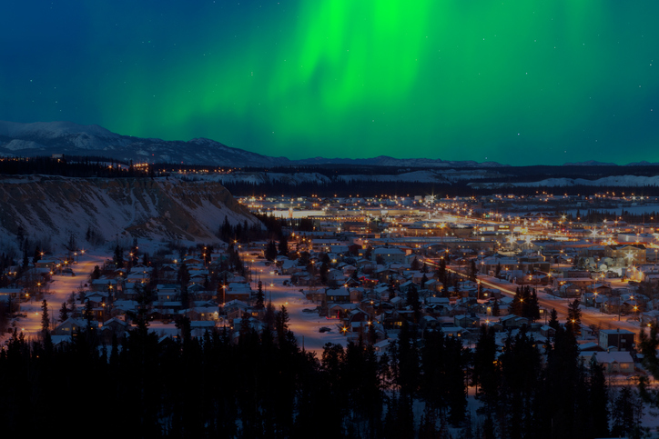 capital of the Yukon Territory, Canada, in winter.