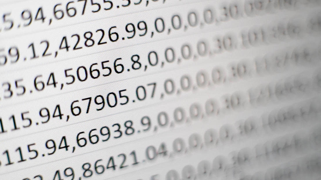 Numbers on a screen