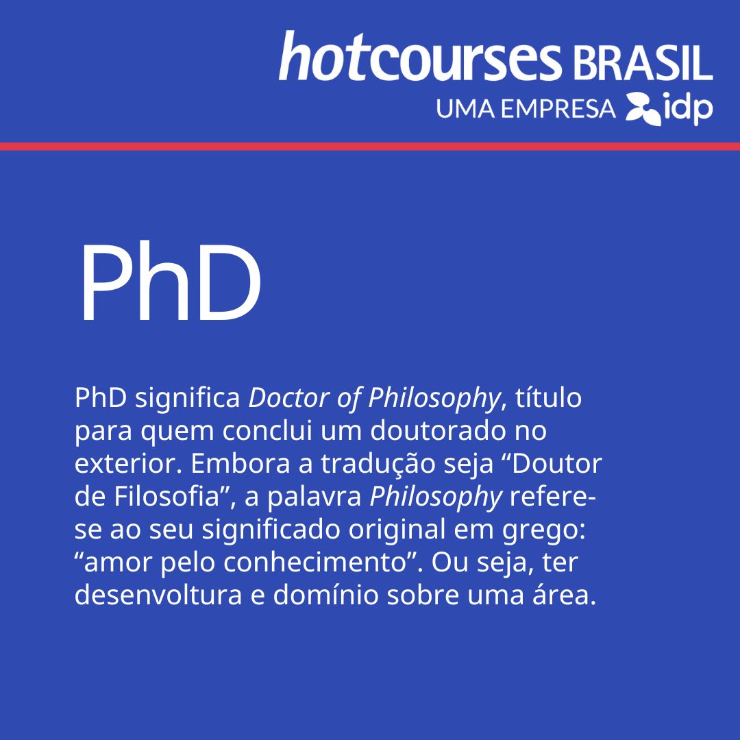 O que é PhD? Doutorado no exterior.