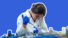 Young female biomedical sciences student working in a lab
