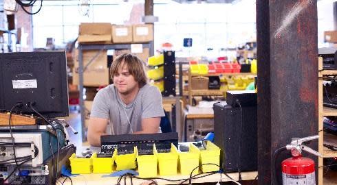 Smiling American worker