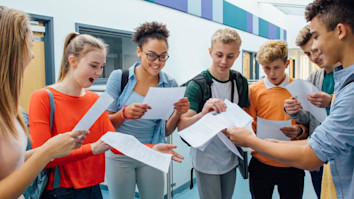 Happy students have received their exam results