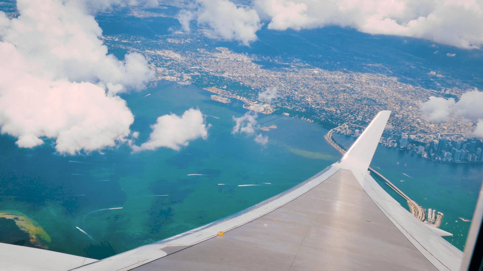 View of Miami from the window of a plane