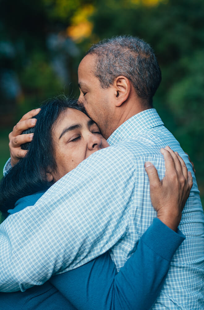Man and woman hugging