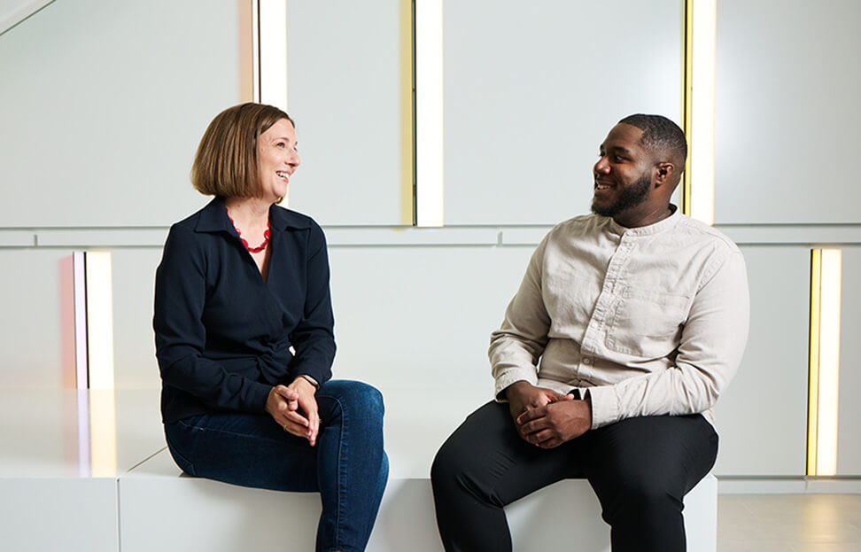 two people talking to each other