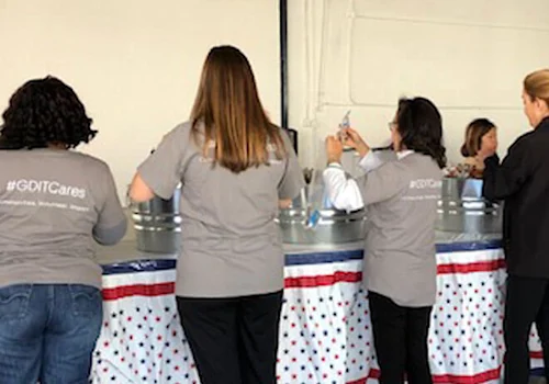 group of people packing packages