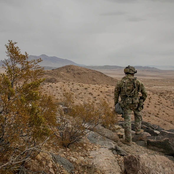 soldier looking out
