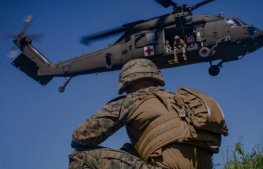 soldier and military health aircraft