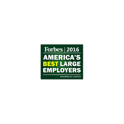 Forbes' America's Best Large Employer logo from 2016