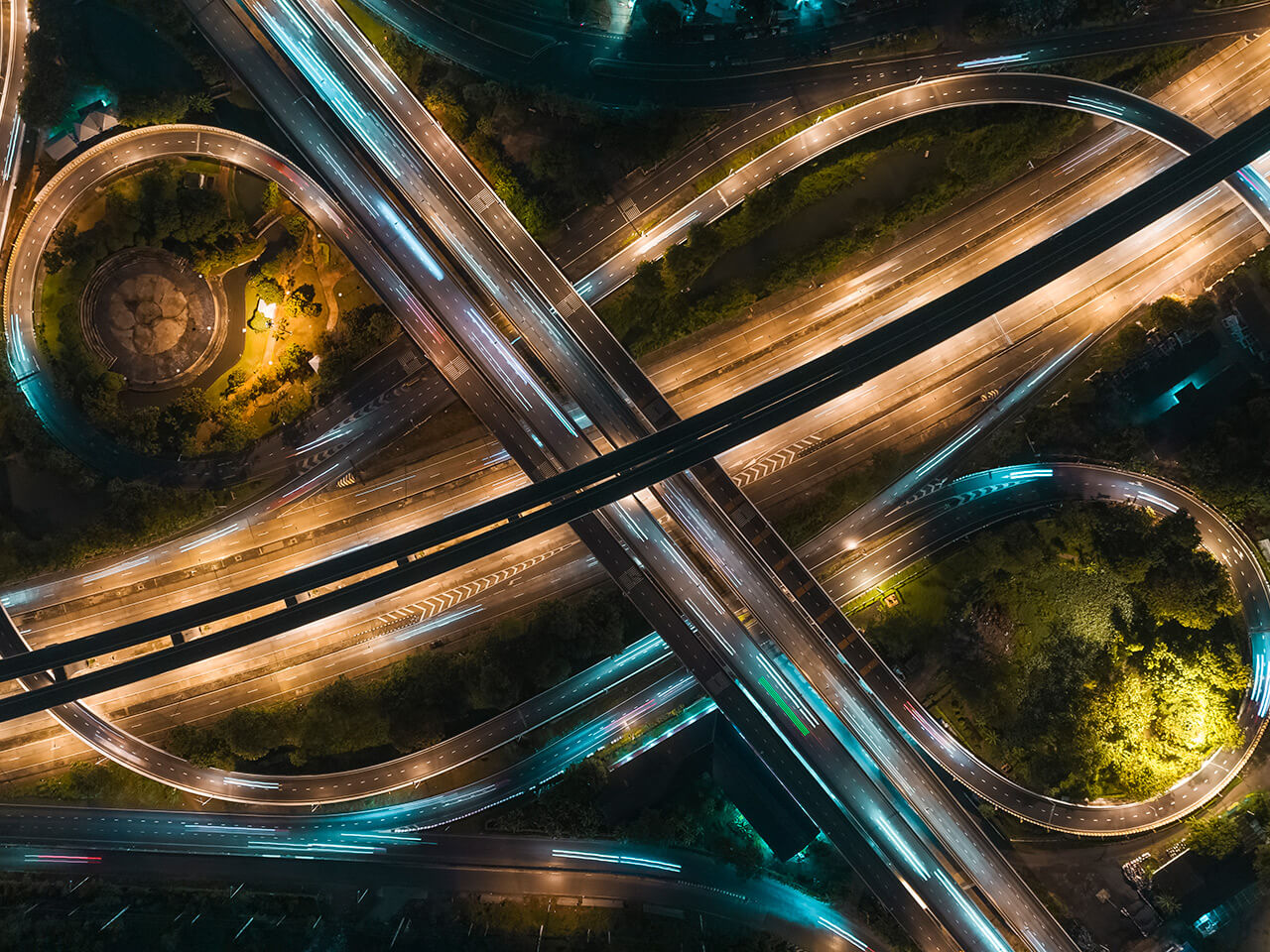 Aerial view road or connections bridge to the city for transportation