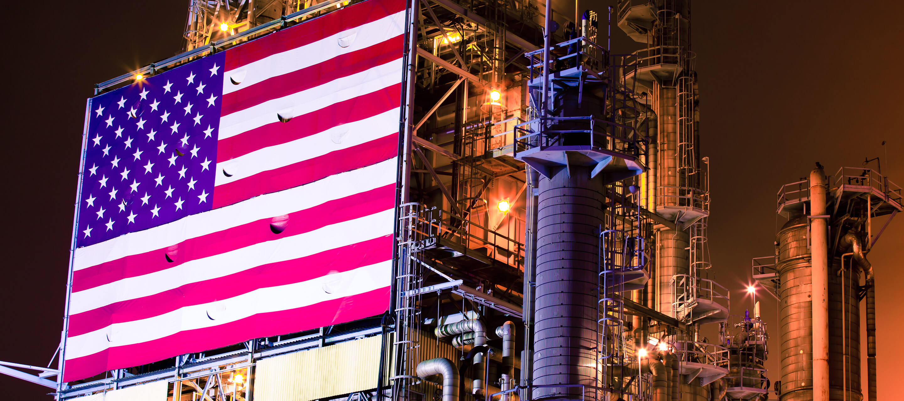 Oil Refinery with American Flag