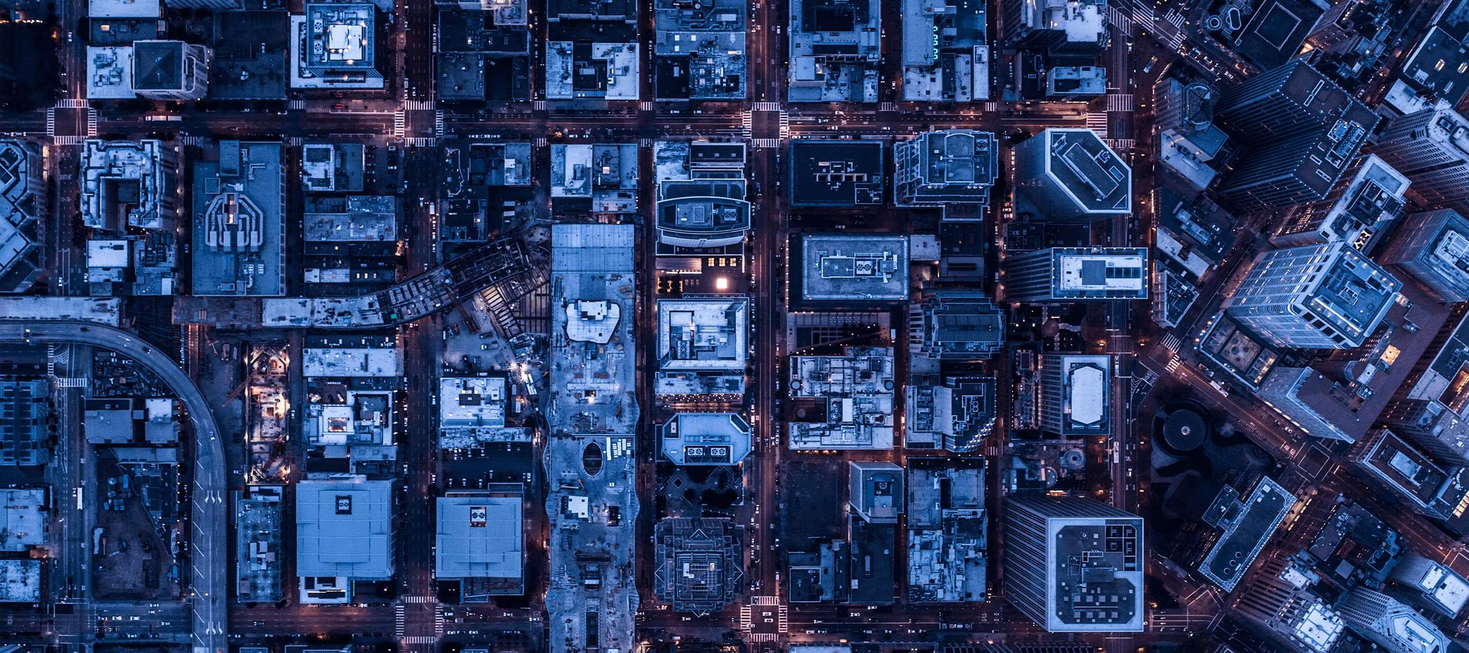 aerial view of building rooftops