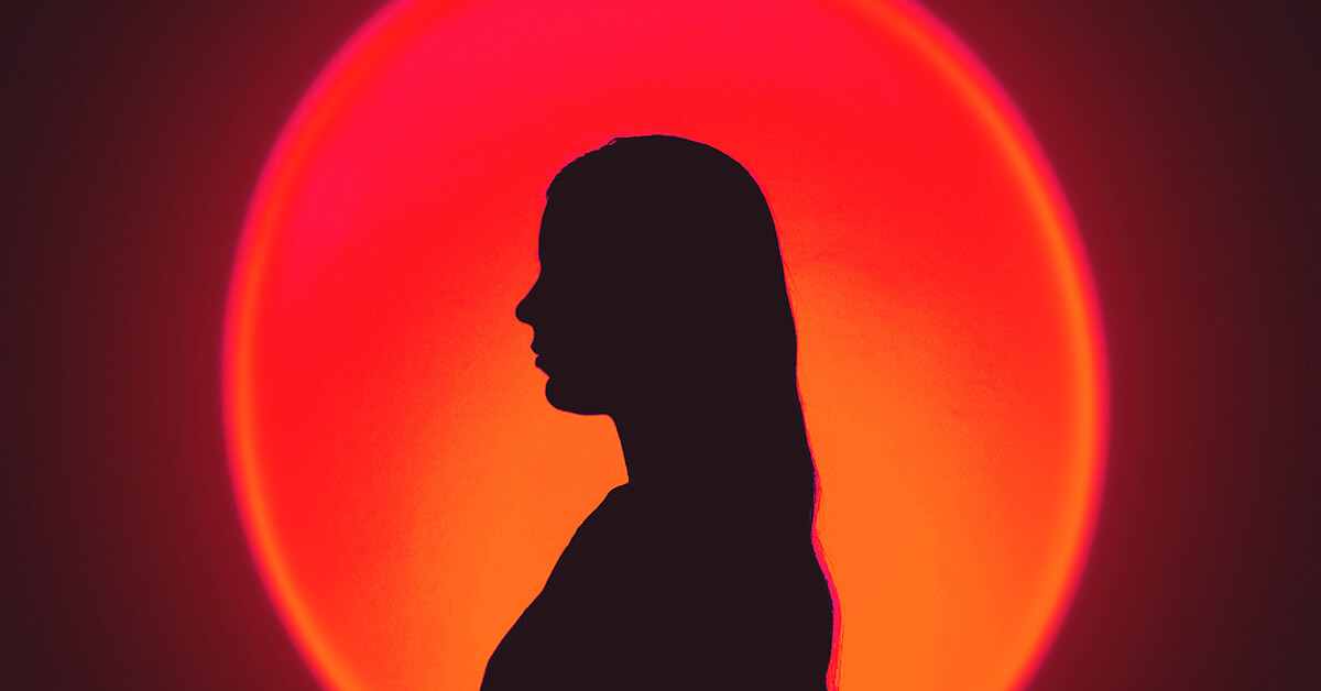 woman with glow light