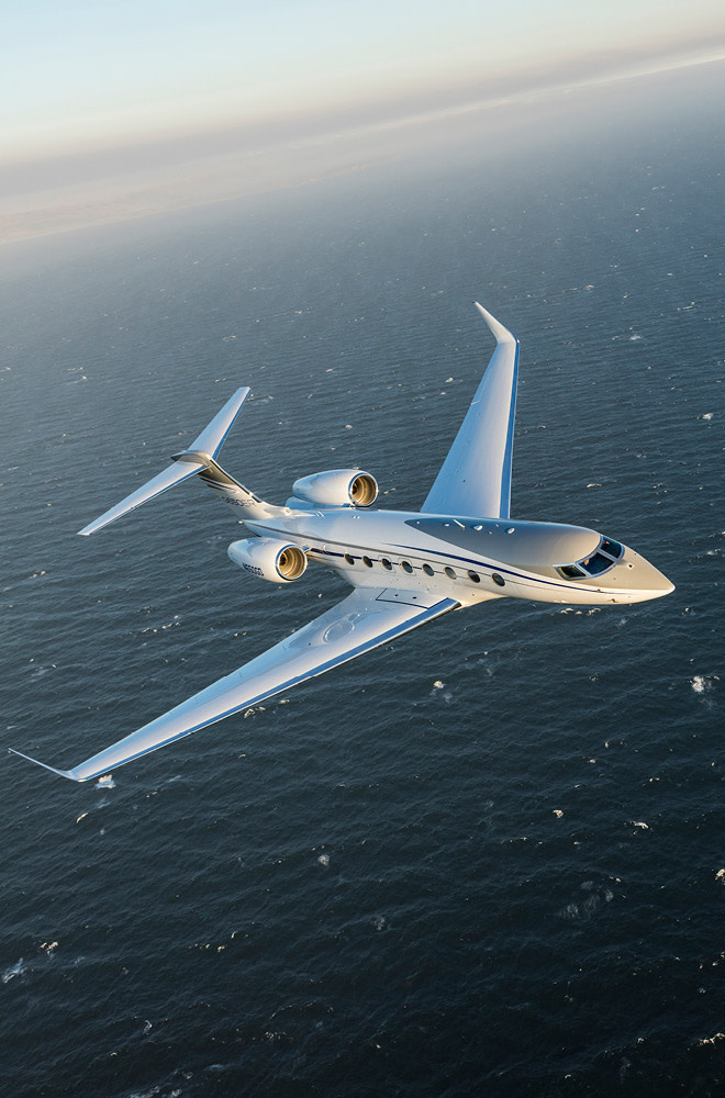 Gulfstream jet flying