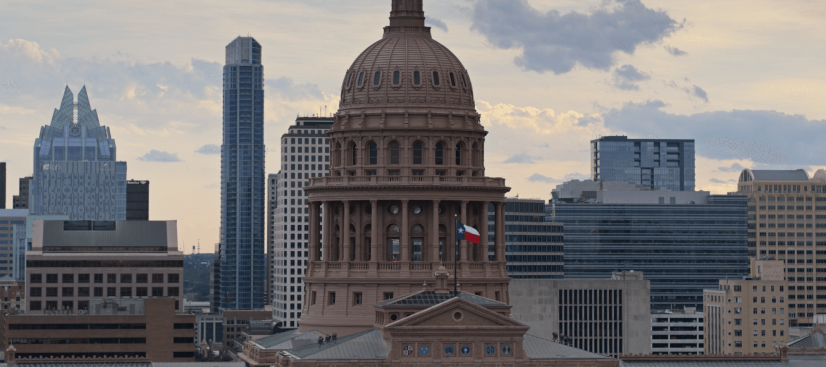 aerial view of Texas state capitol 