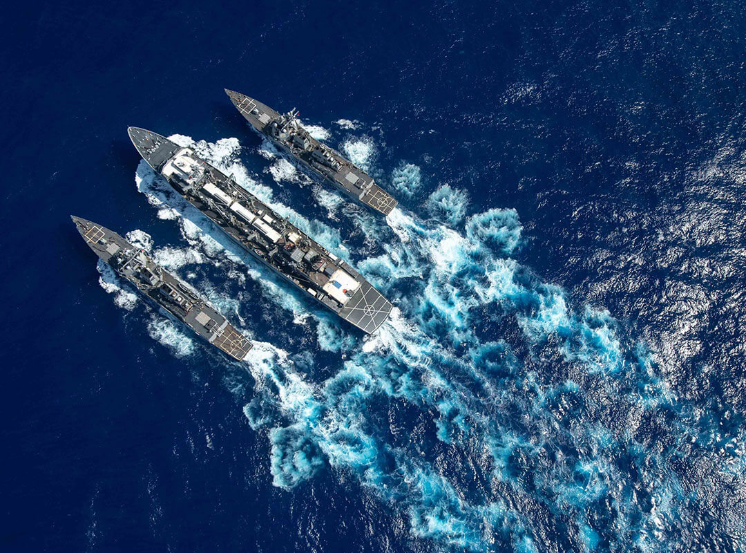 aerial view of Navy ships