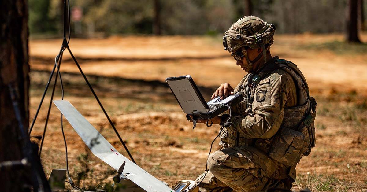 soldier on his laptop 