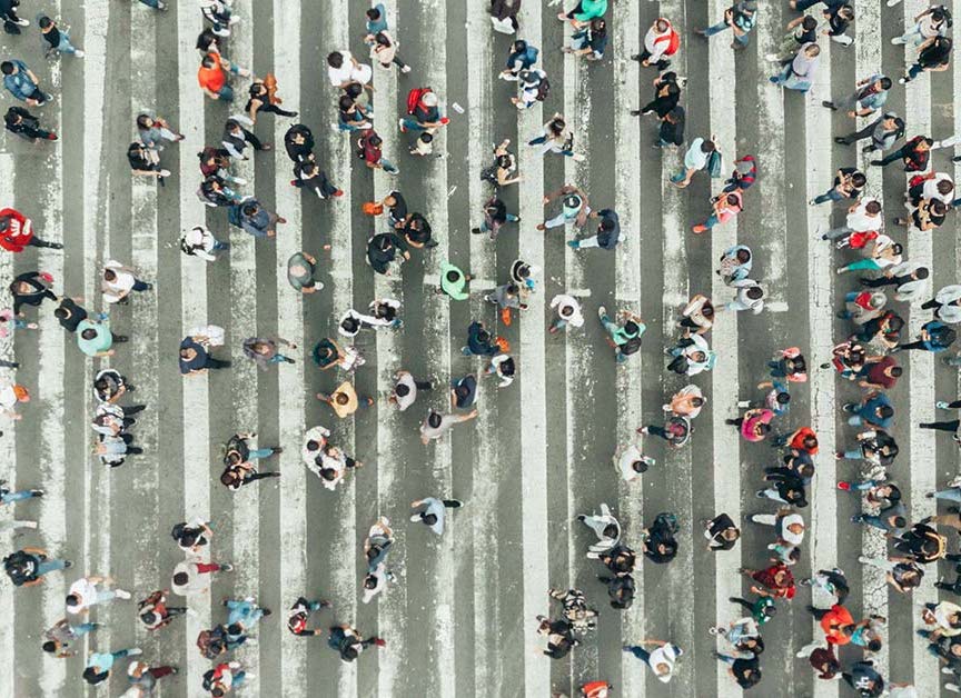 people crossing in a crosswalk