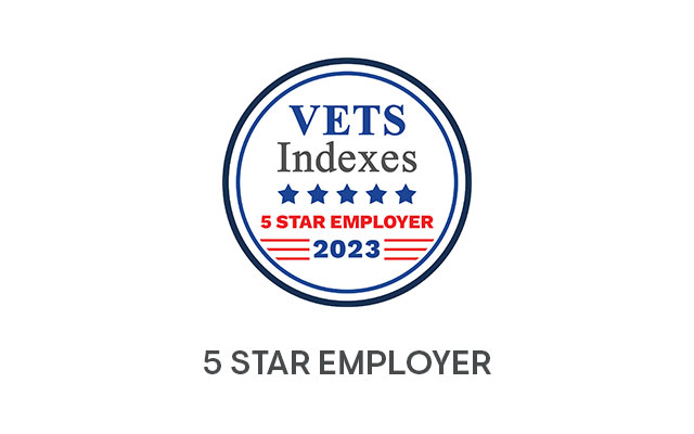 VETS Indexes 5 Star Employer 2023 award badge 