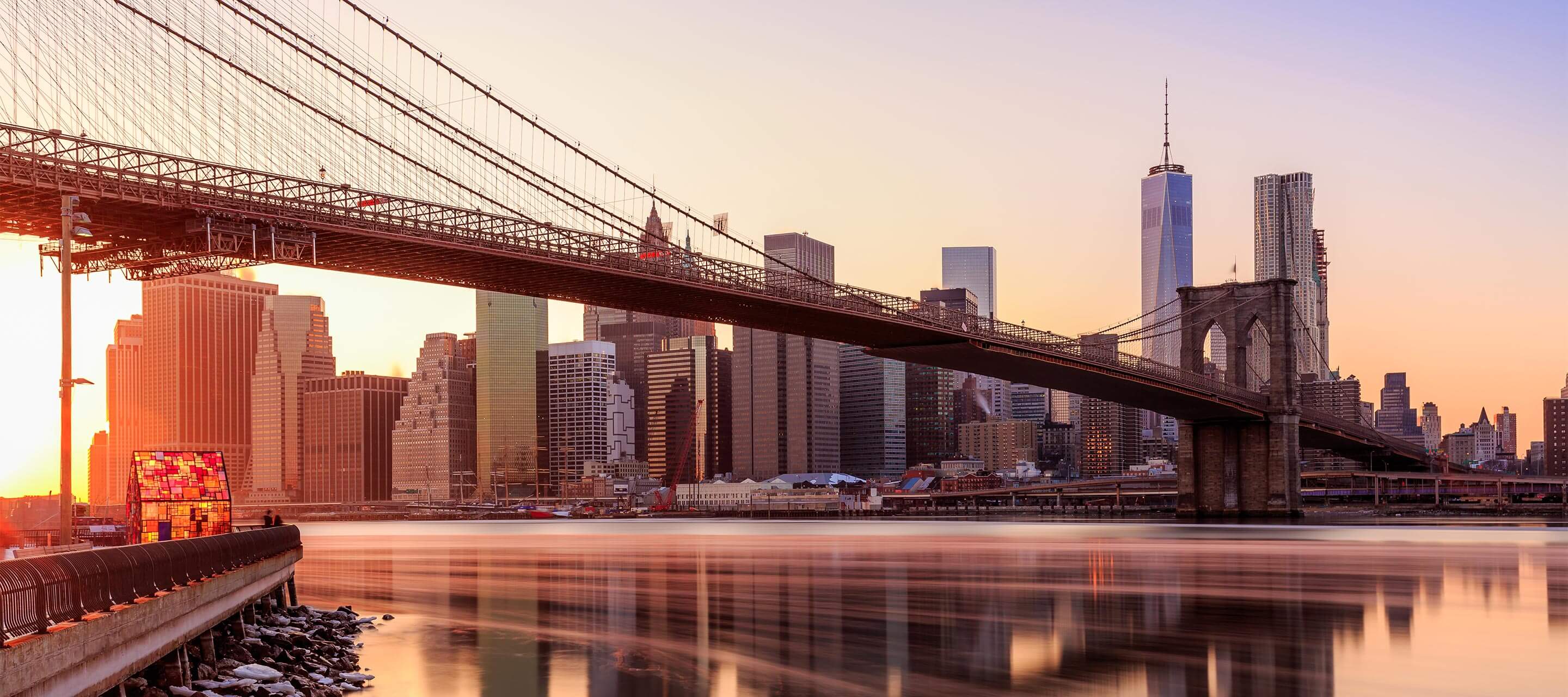 image of city bridge at sunset