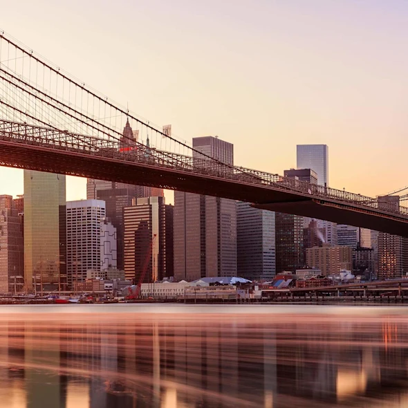 image of city bridge at sunset