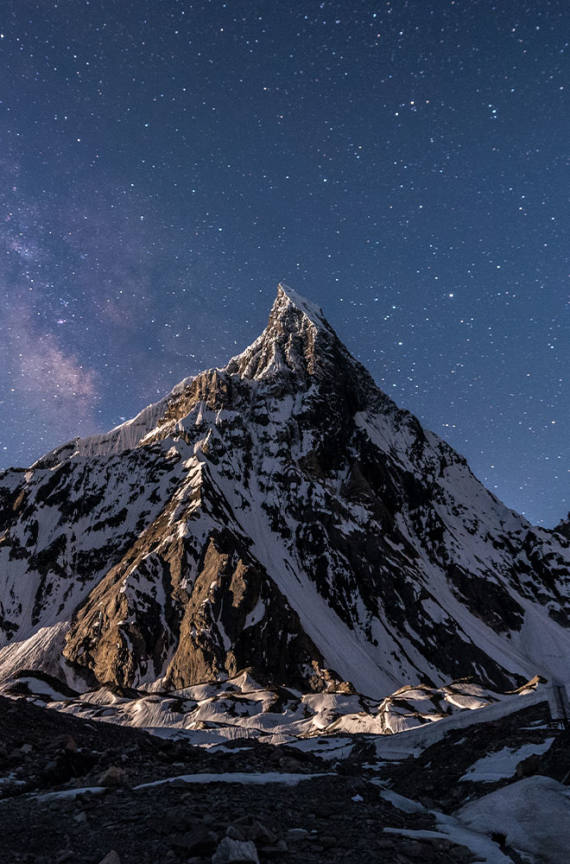mountain with stars in the back