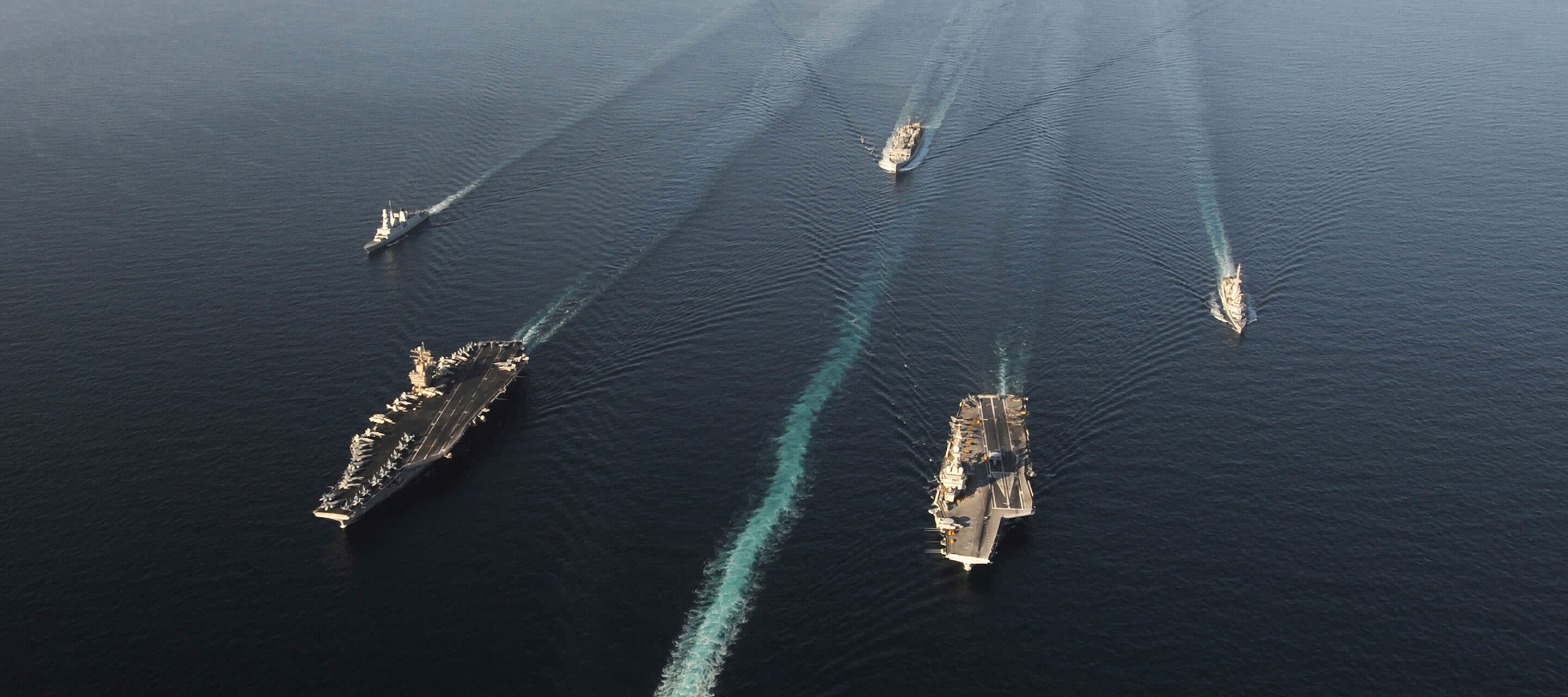 Fleet of Navy ships transit the Arabian Sea