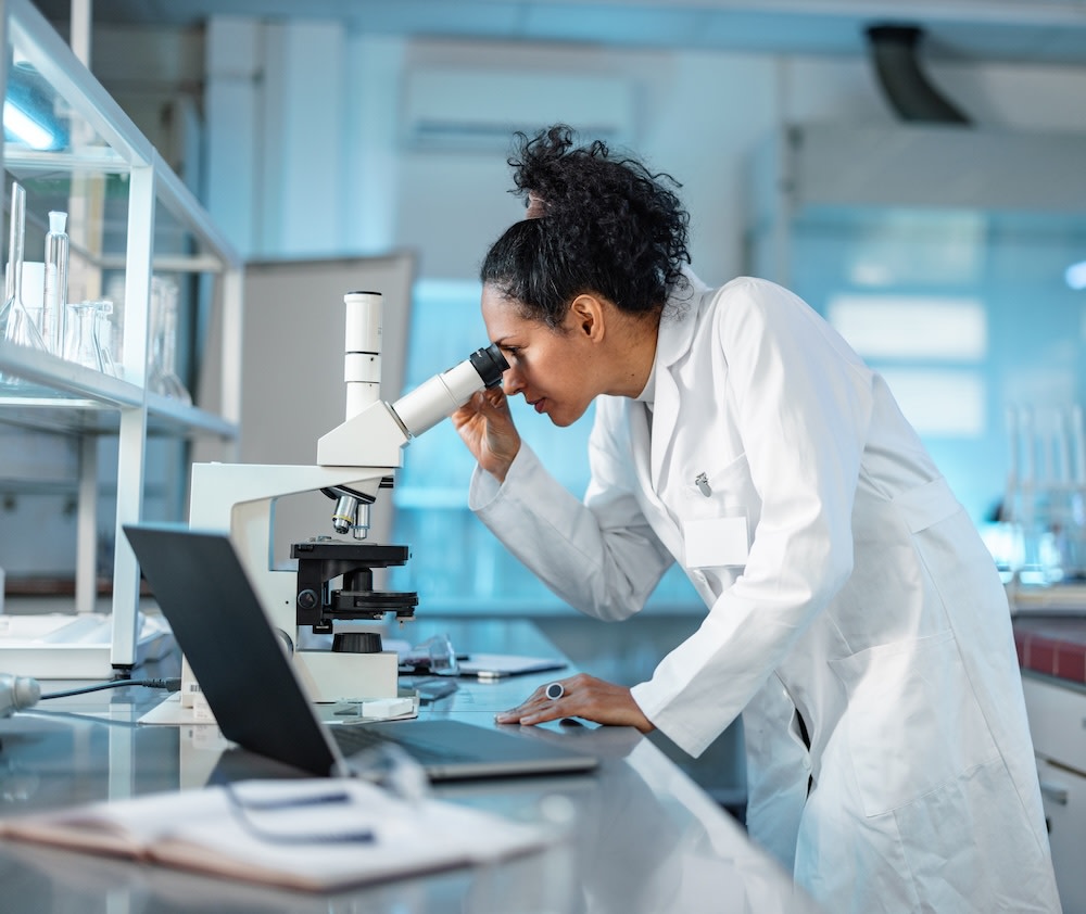 Person using magnifying scope