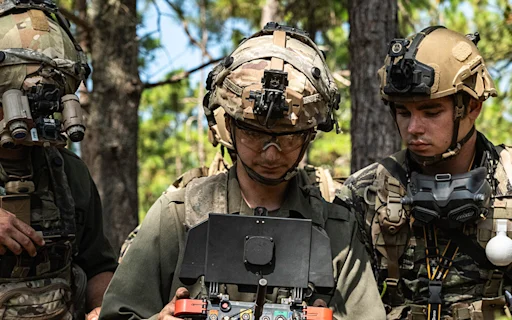 soldiers looking down
