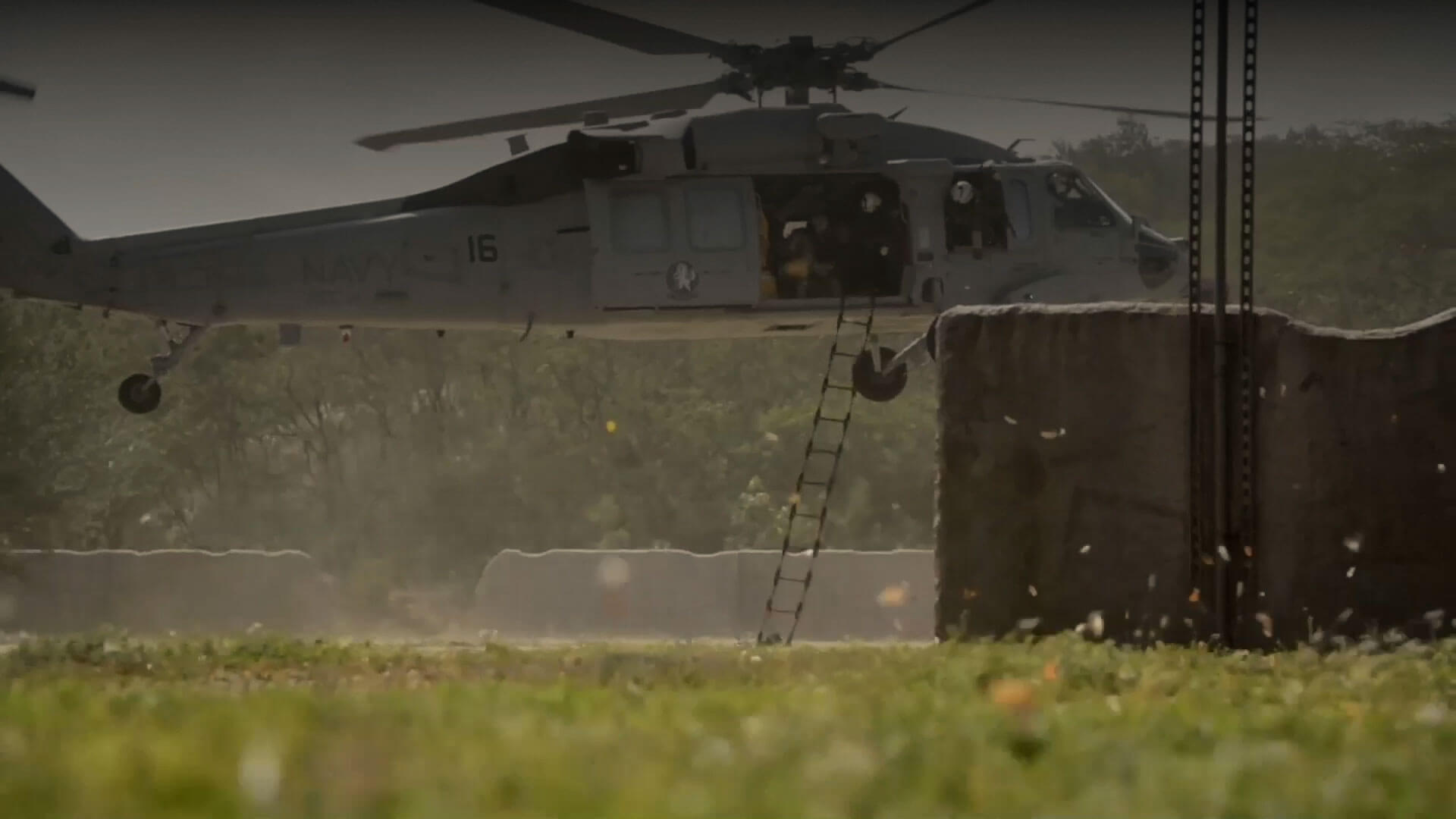 thumbnail of military helicopter with ladder 