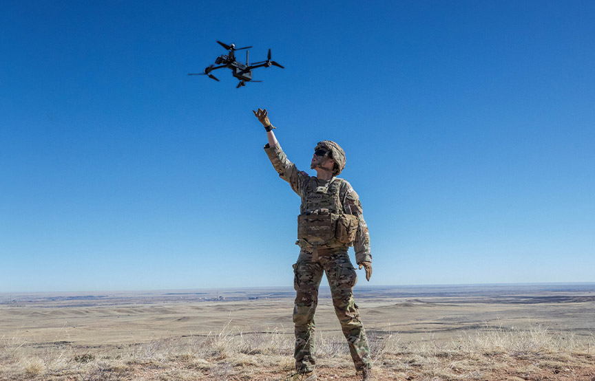 soldier with drone
