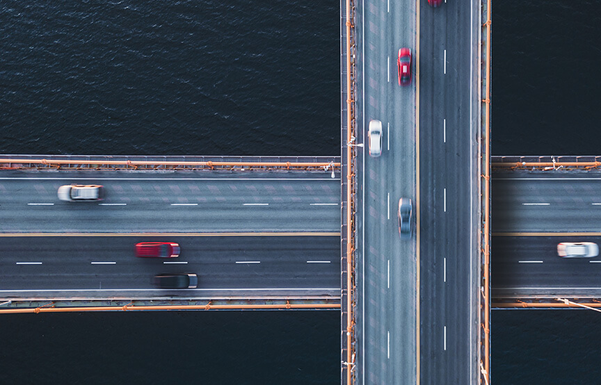 aerial view of roads 