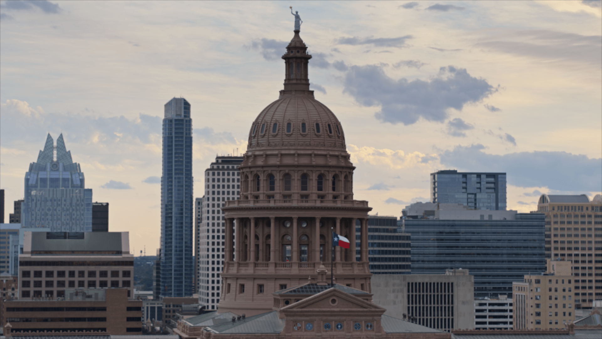 aerial view of Texas state capitol