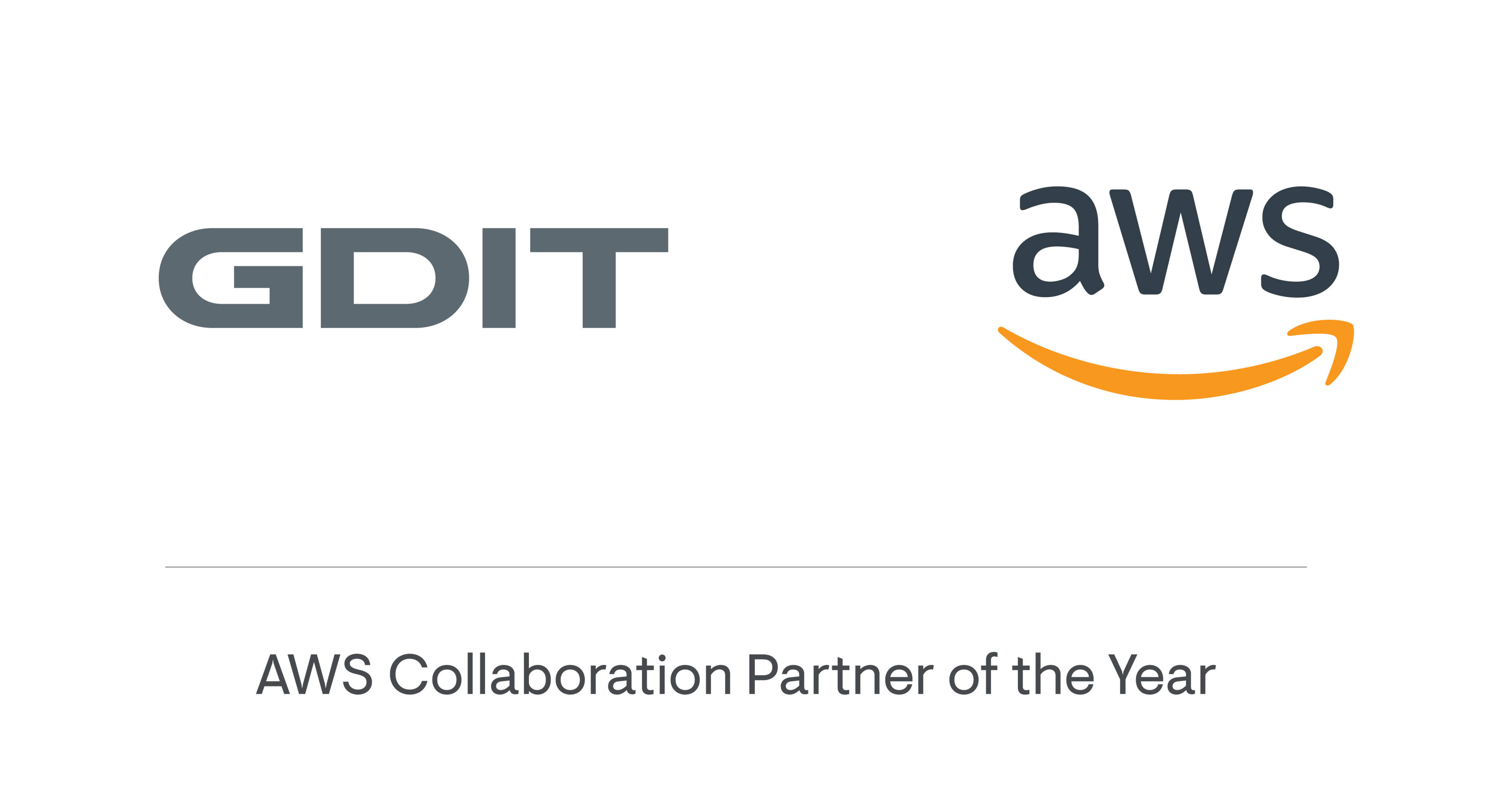 GDIT and AWS logos with text that reads "AWS Collaboration Partner of the Year"