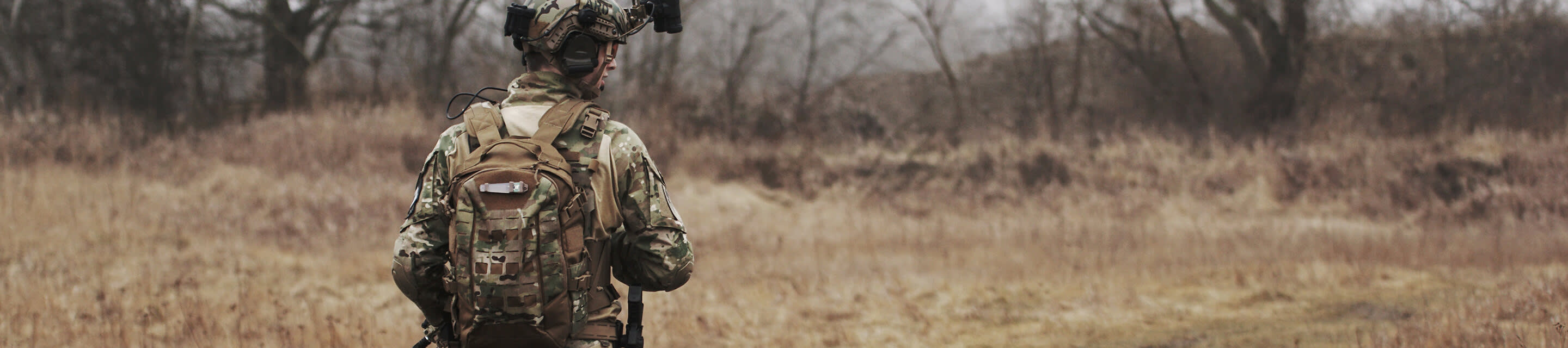 Soldier wearing a uniform in a field
