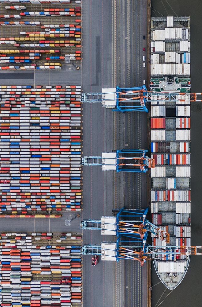 sea port with crates - supply chain ship