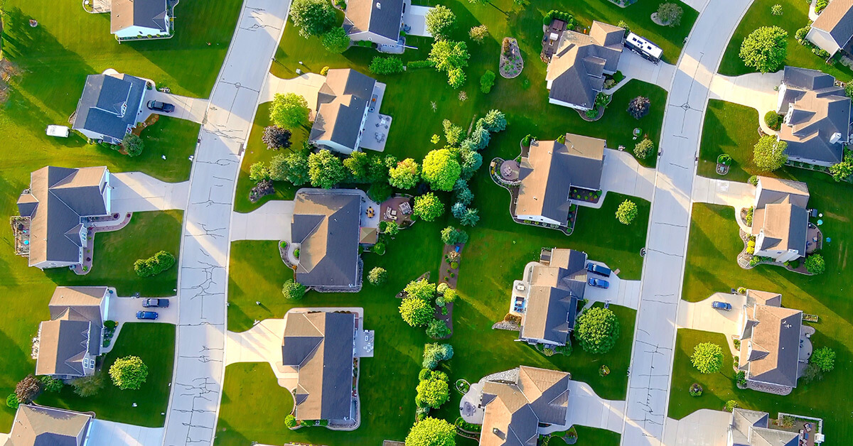 aerial view of homes