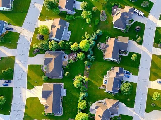 aerial view of homes