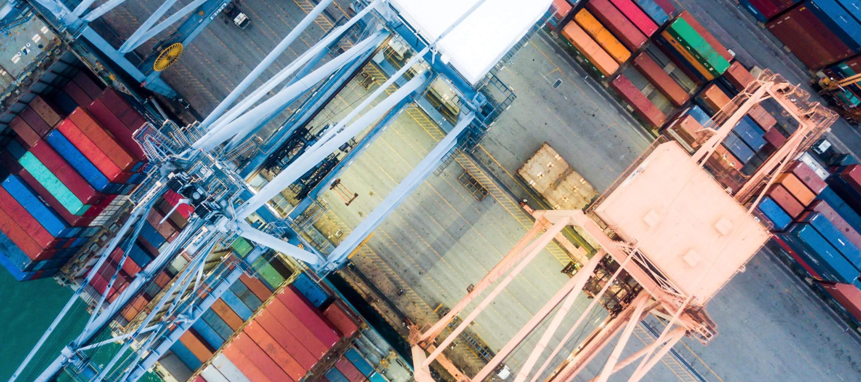 Cargo containers from an overhead viewpoint
