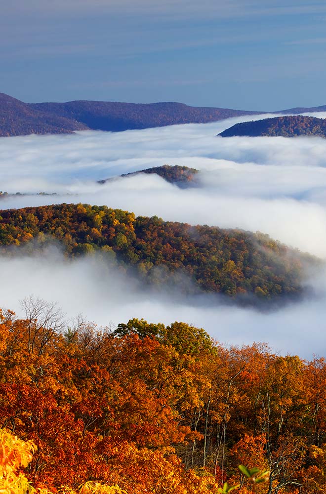 clouds over Virginia mountains skyline