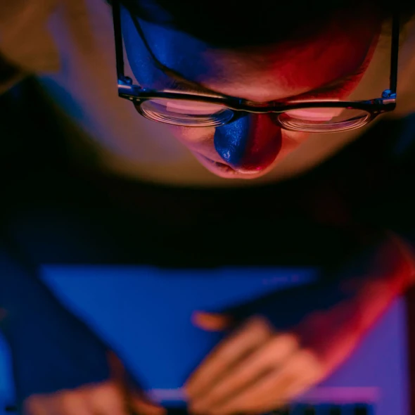 person looking at computer screen