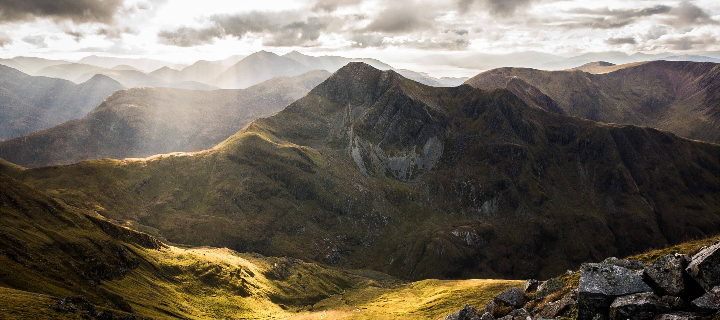 mountains with sun shining