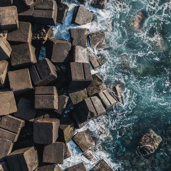 rocks and waves at shore