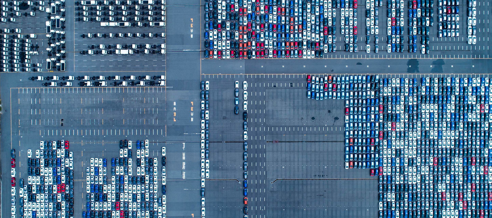 aerial view of car lot