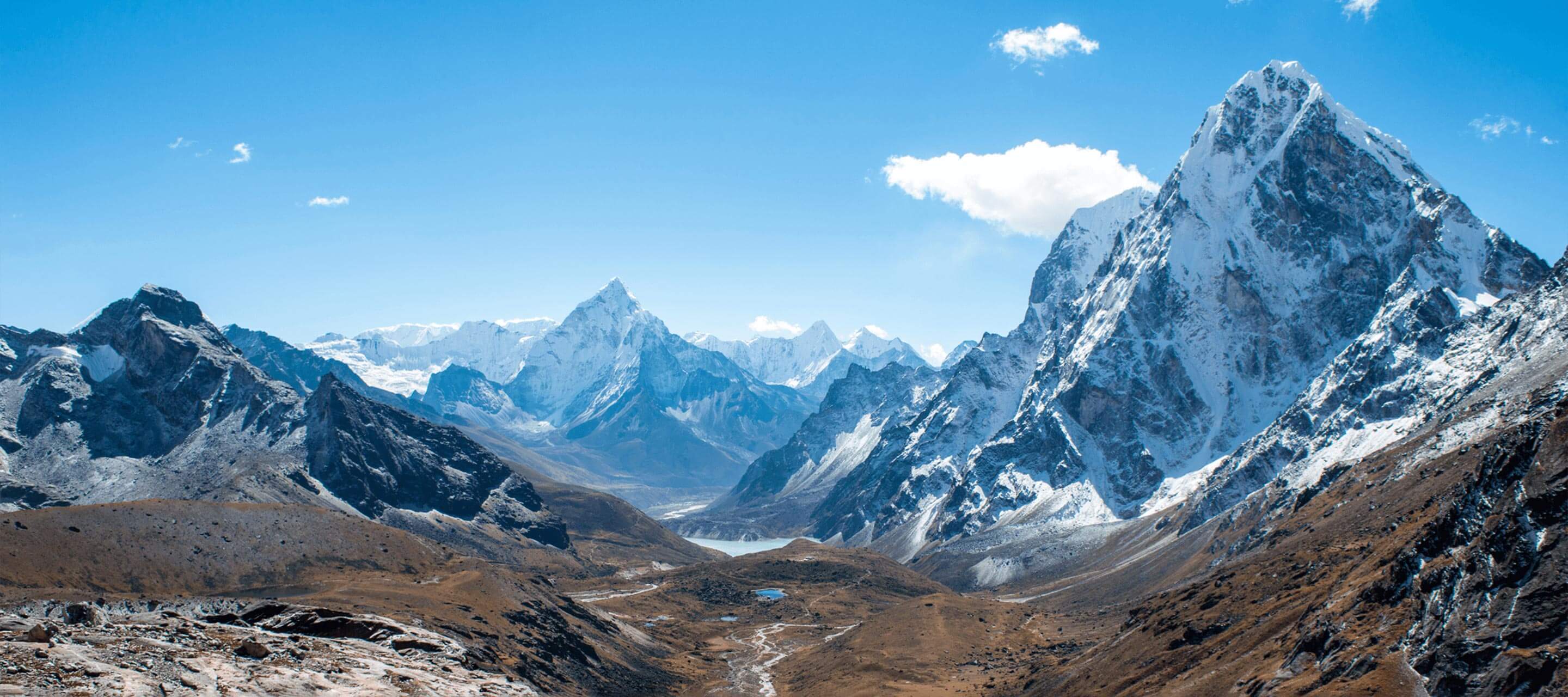 blue skies and mountains