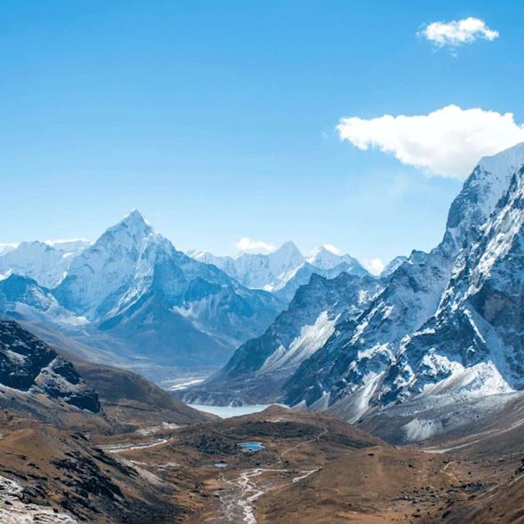 blue skies and mountains